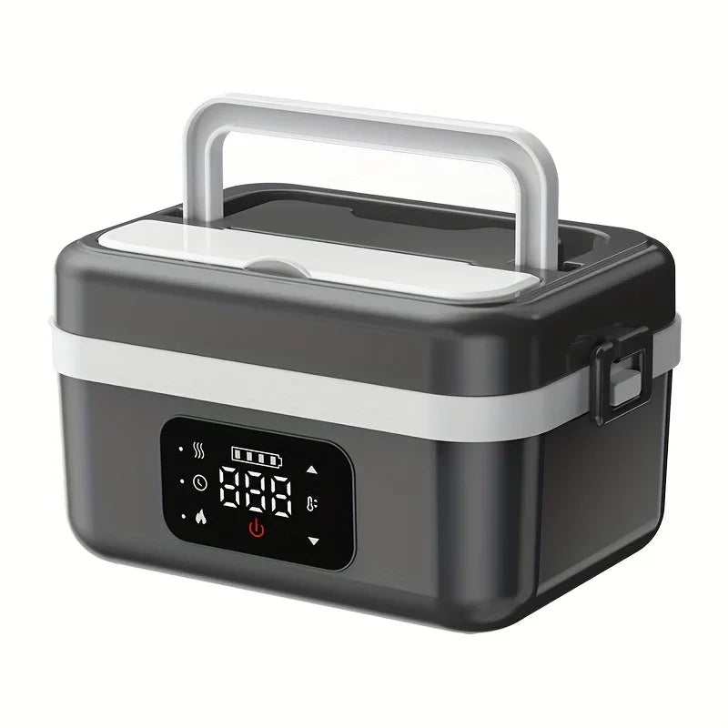 Portable electric lunch box with digital display, black and white, at Flea Market AU online store