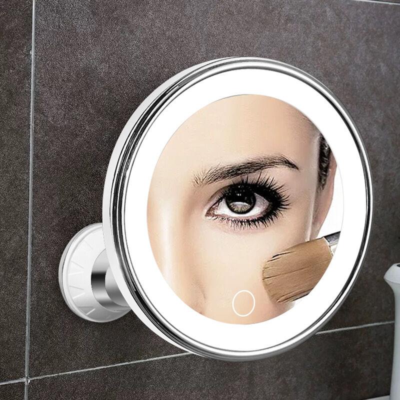 10X Magnifying LED Makeup Mirror Suction Cup - Vanity Mirror with Natural Light