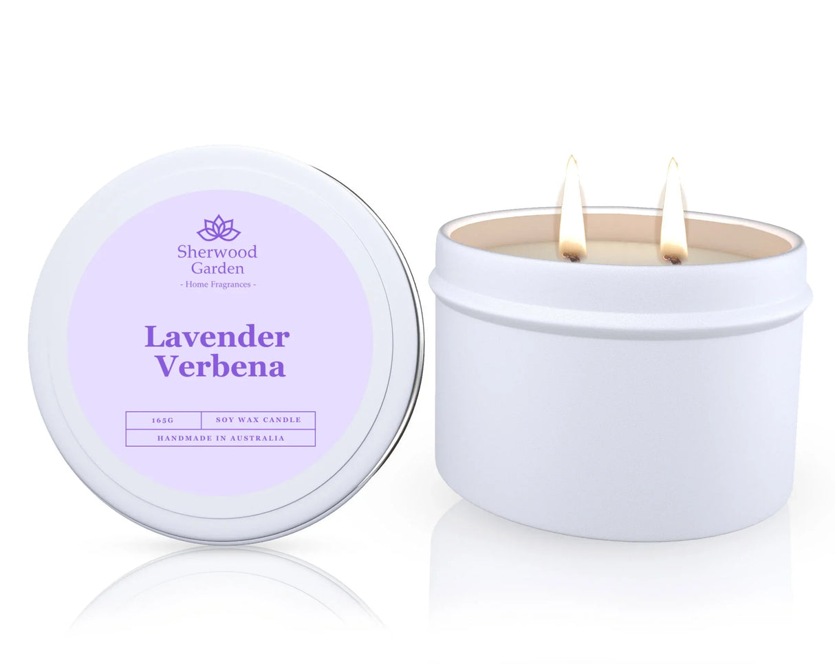 Lavender Verbena Soy Candle Tin 165g - Natural Scented Candle for Home Ambiance