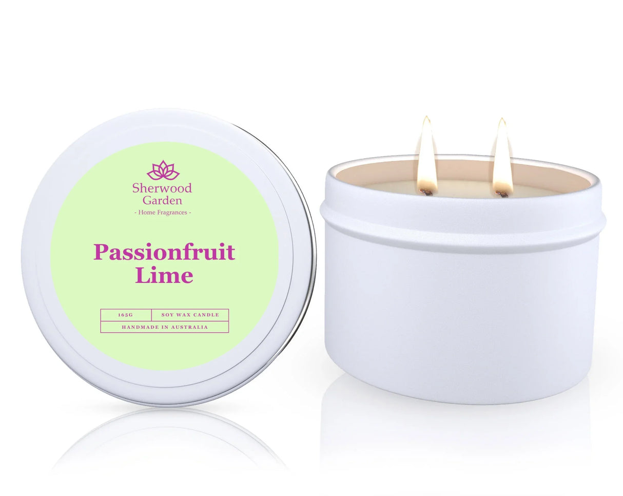 Passionfruit Lime Soy Candle Tin 165g - Natural Scented Candle for Home Ambiance