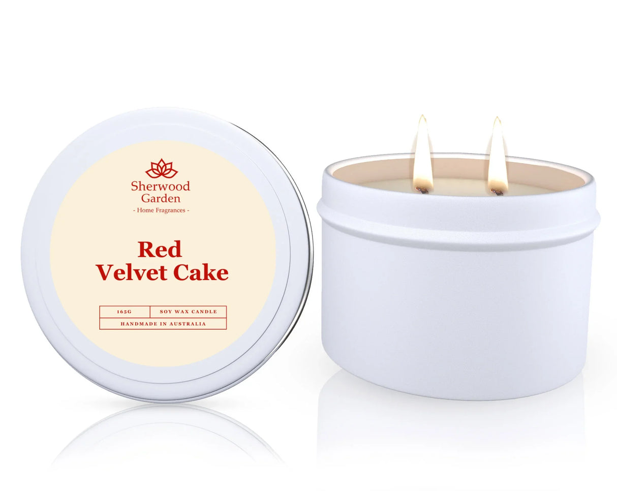 Red Velvet Cake Soy Candle Tin 165g - Natural Scented Candle for Home Ambiance