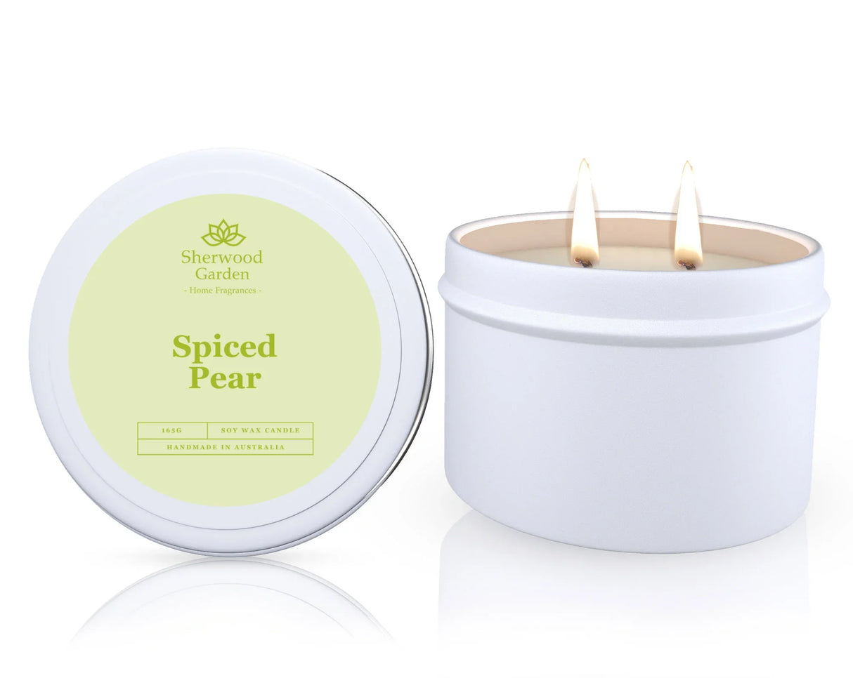 Spiced Pear Soy Candle Tin 165g - Natural Scented Candle for Home Ambiance