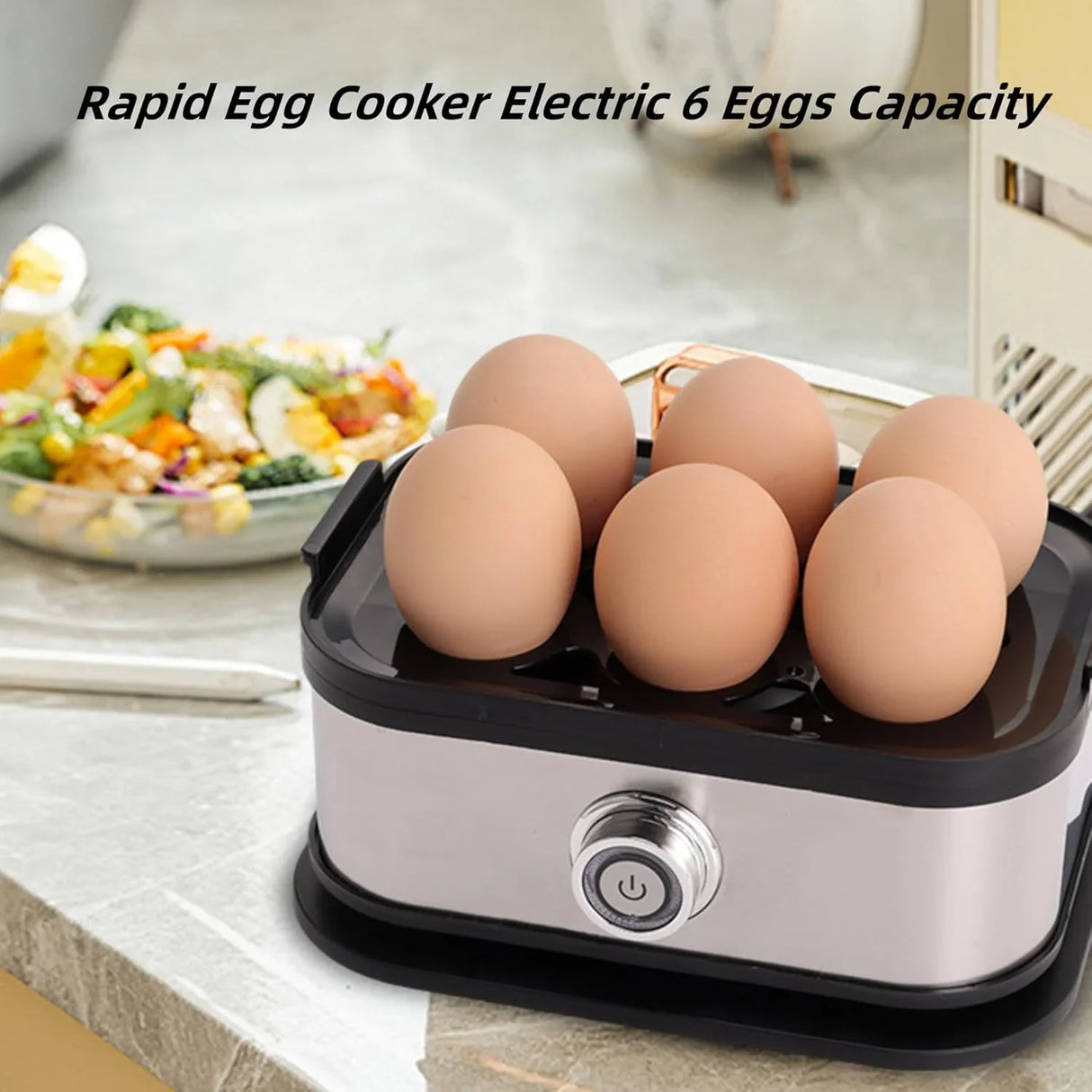 Smart Egg Cooker with Auto Shut, Multi-function Rapid Eggs Cooker Electric 6 Egg Capacity, Hard Boiled, Medium, Soft Boiled Egg Cooker with Knob Controled Auto Shut-Off Function