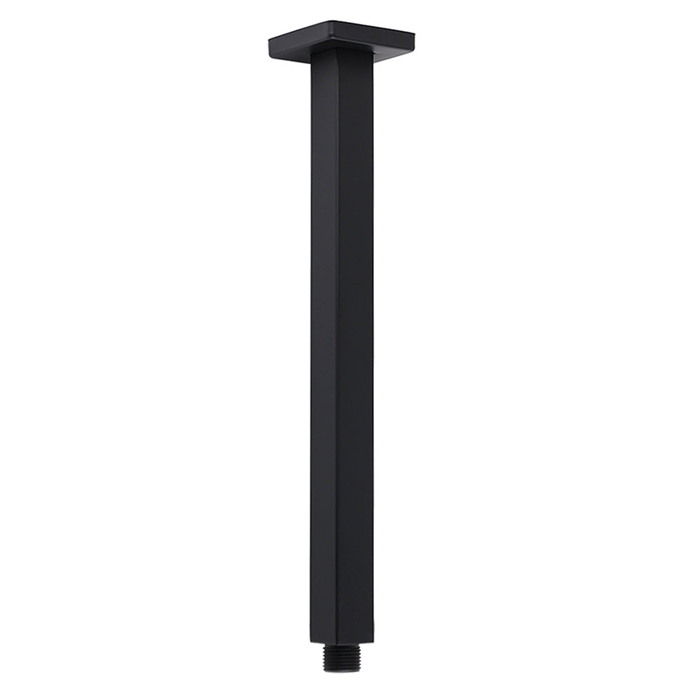Matt Black 16" Large Rainfall Shower Head 300mm Ceiling Dropper Arm Square Mixer Taps