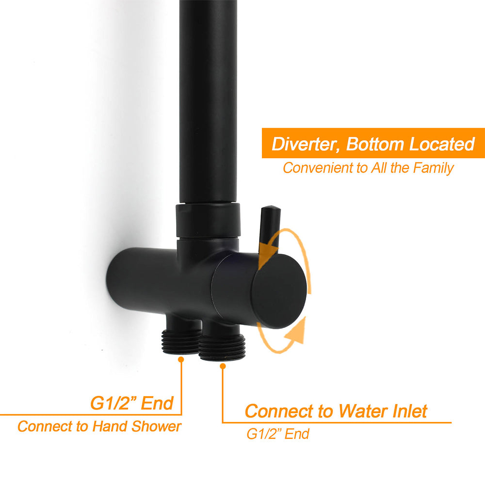 Matt Black 2in1 Set 8" Square Thin Shower Head Handheld Adjustable Silding Rail Arm