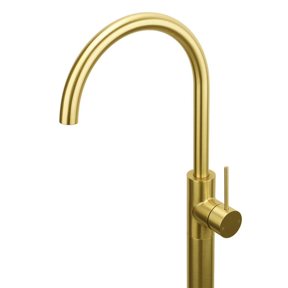 Brushed Gold Bath Tub Mixer Tap Free Standing Faucet Filler Spout Hot Cold Water