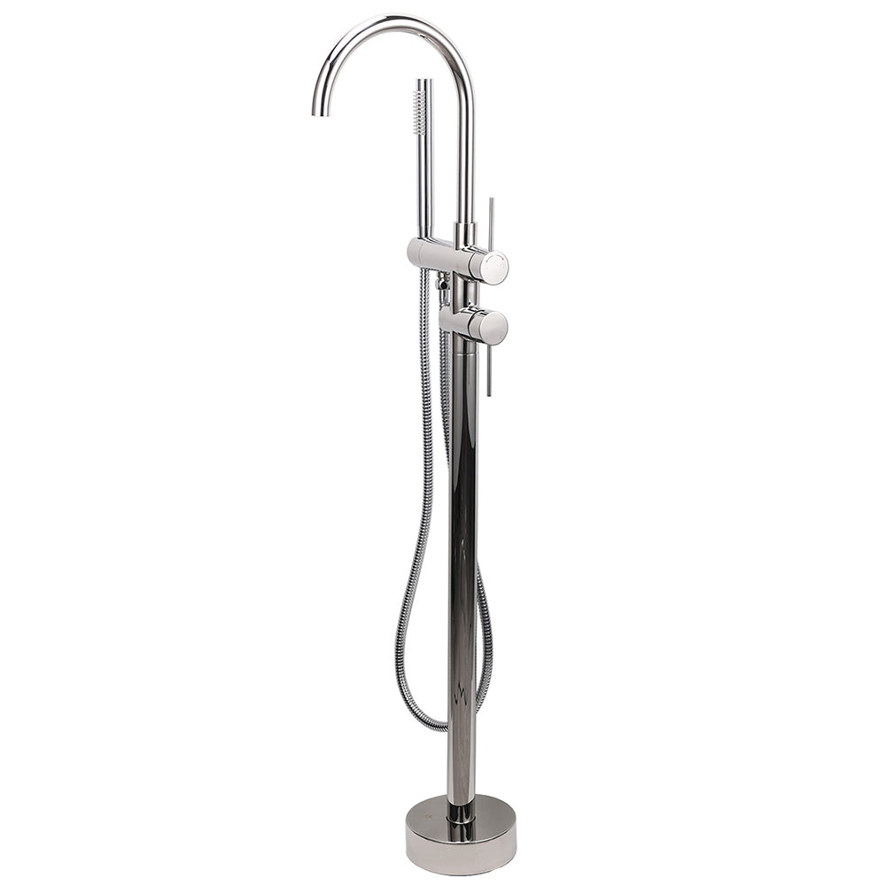 Polished Chrome Bathtub Filler Free Standing Mixer Faucet Tap Spout Handset WELS