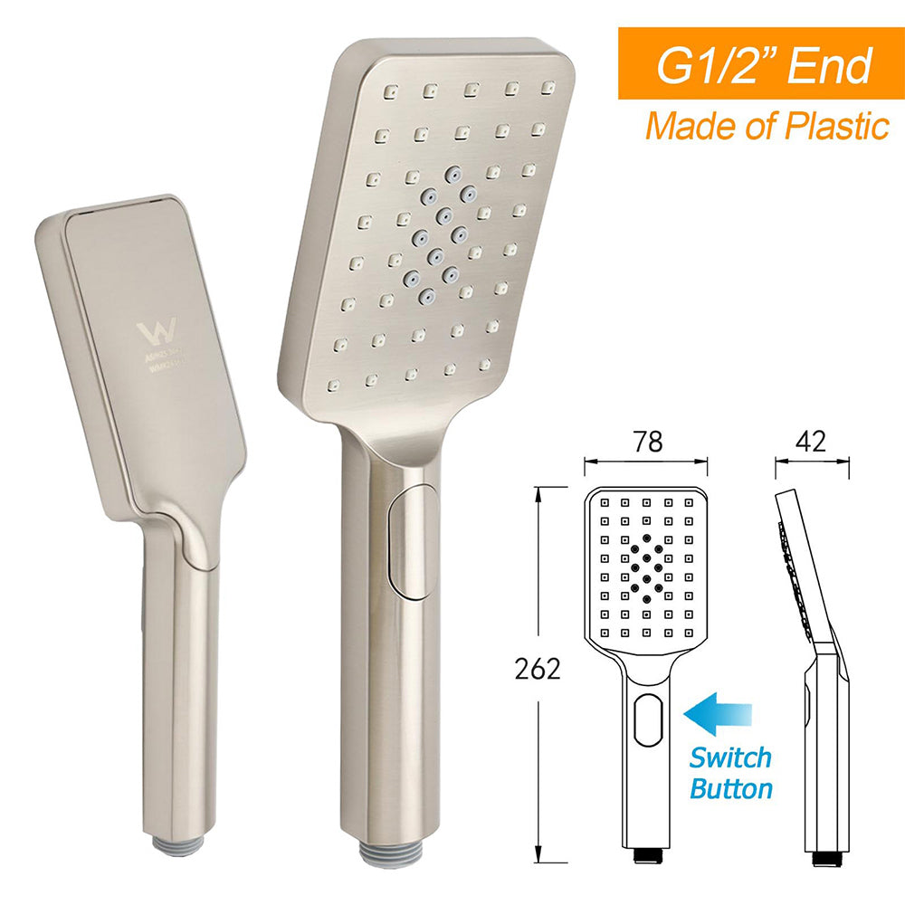 KYLINS Brushed Nickel 12" Square Rain Shower Set - Rail & Handheld