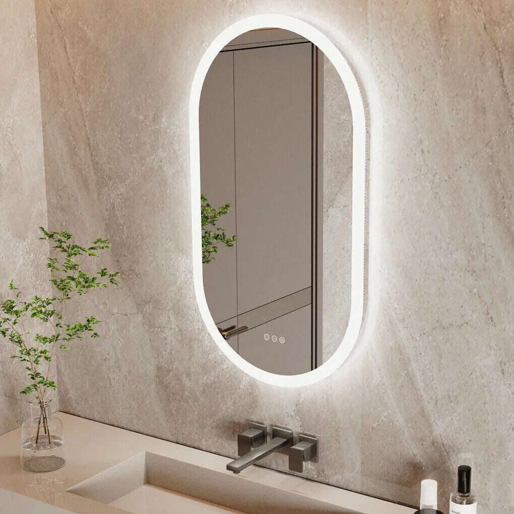 LED Bathroom Mirror Oval 120x60cm Anti-Fog Dimmable Wall Mount
