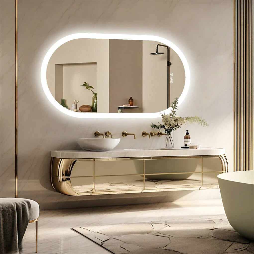 LED Bathroom Mirror Oval 120x60cm Anti-Fog Dimmable Wall Mount