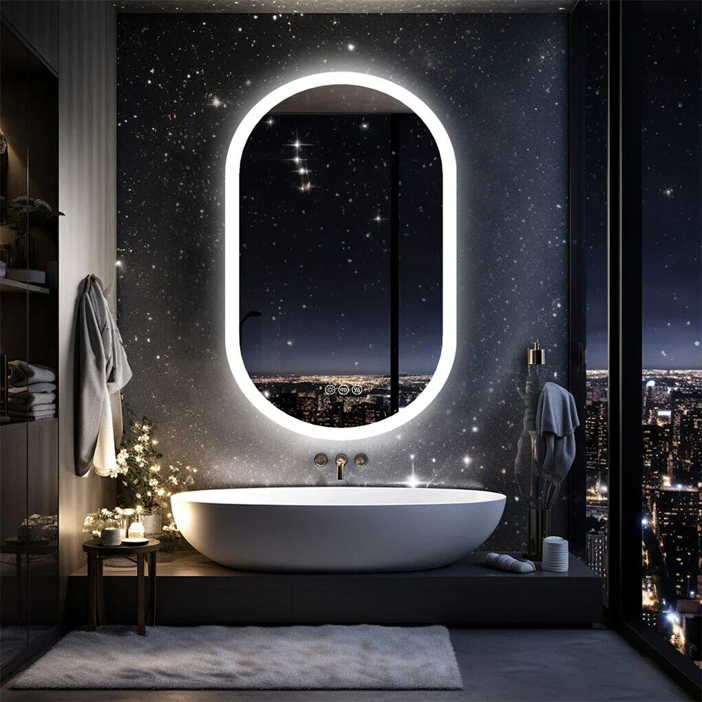 LED Bathroom Mirror Oval 120x60cm Anti-Fog Dimmable Wall Mount