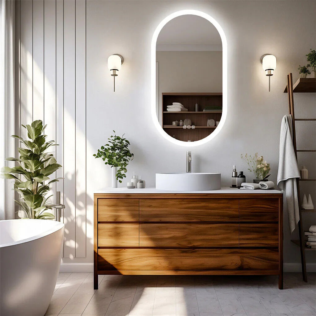 LED Bathroom Mirror Oval 120x60cm Anti-Fog Dimmable Wall Mount