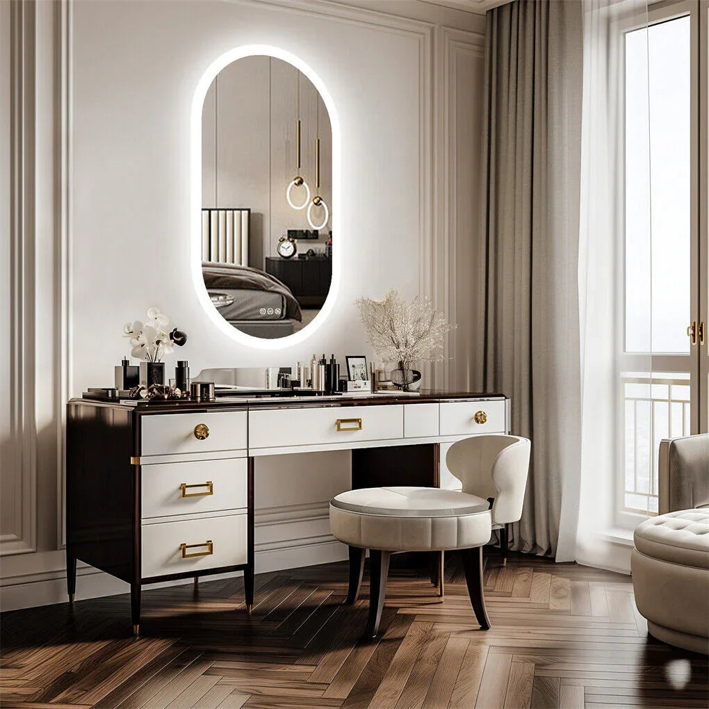 LED Bathroom Mirror Oval 120x60cm Anti-Fog Dimmable Wall Mount