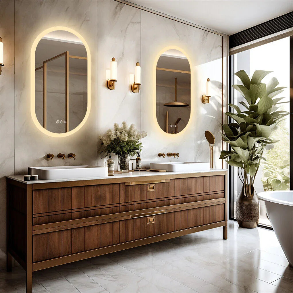 LED Bathroom Mirror Oval 120x60cm Anti-Fog Dimmable Wall Mount