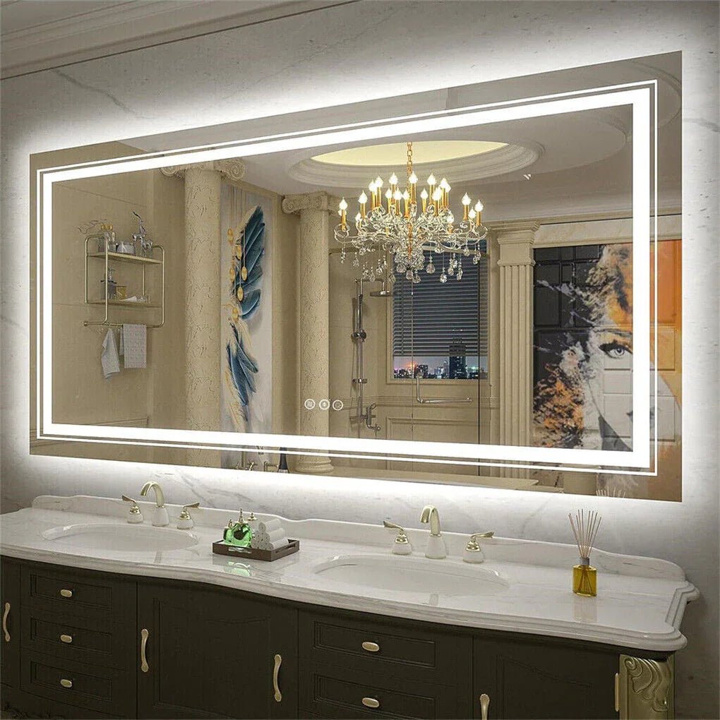 LED Bathroom Mirror 1830x900mm Anti-Fog Aluminum Frame
