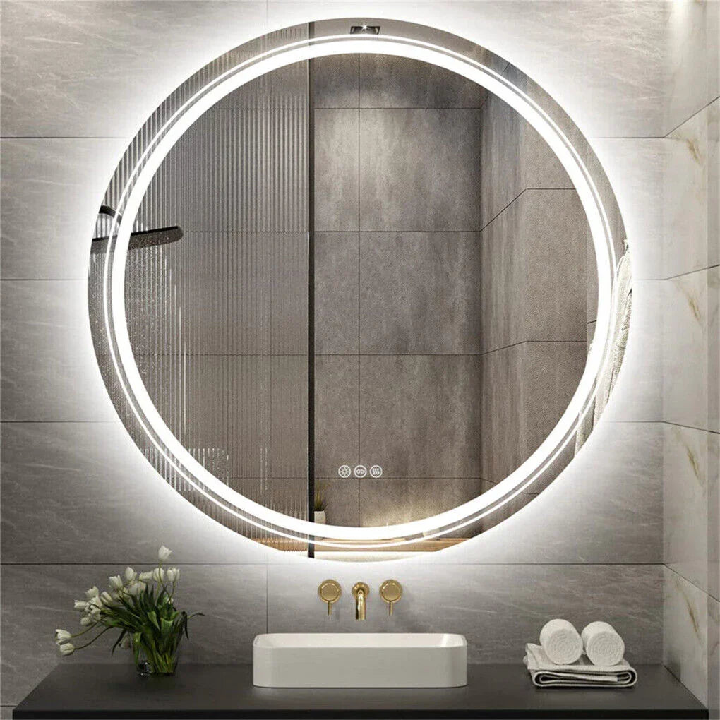 LED Bathroom Mirror 80cm Circle Anti-Fog Backlit HD Glass