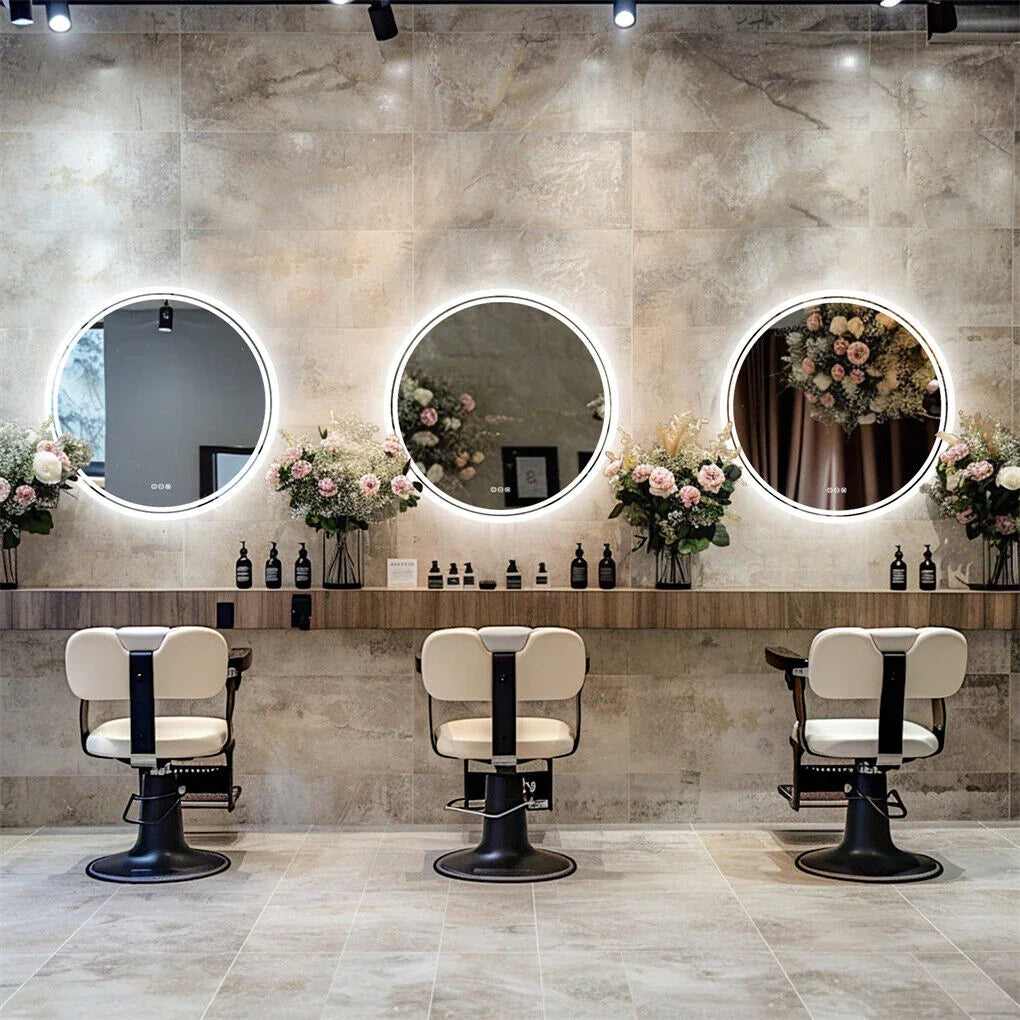 LED Bathroom Mirror 80cm Circle Anti-Fog Backlit HD Glass