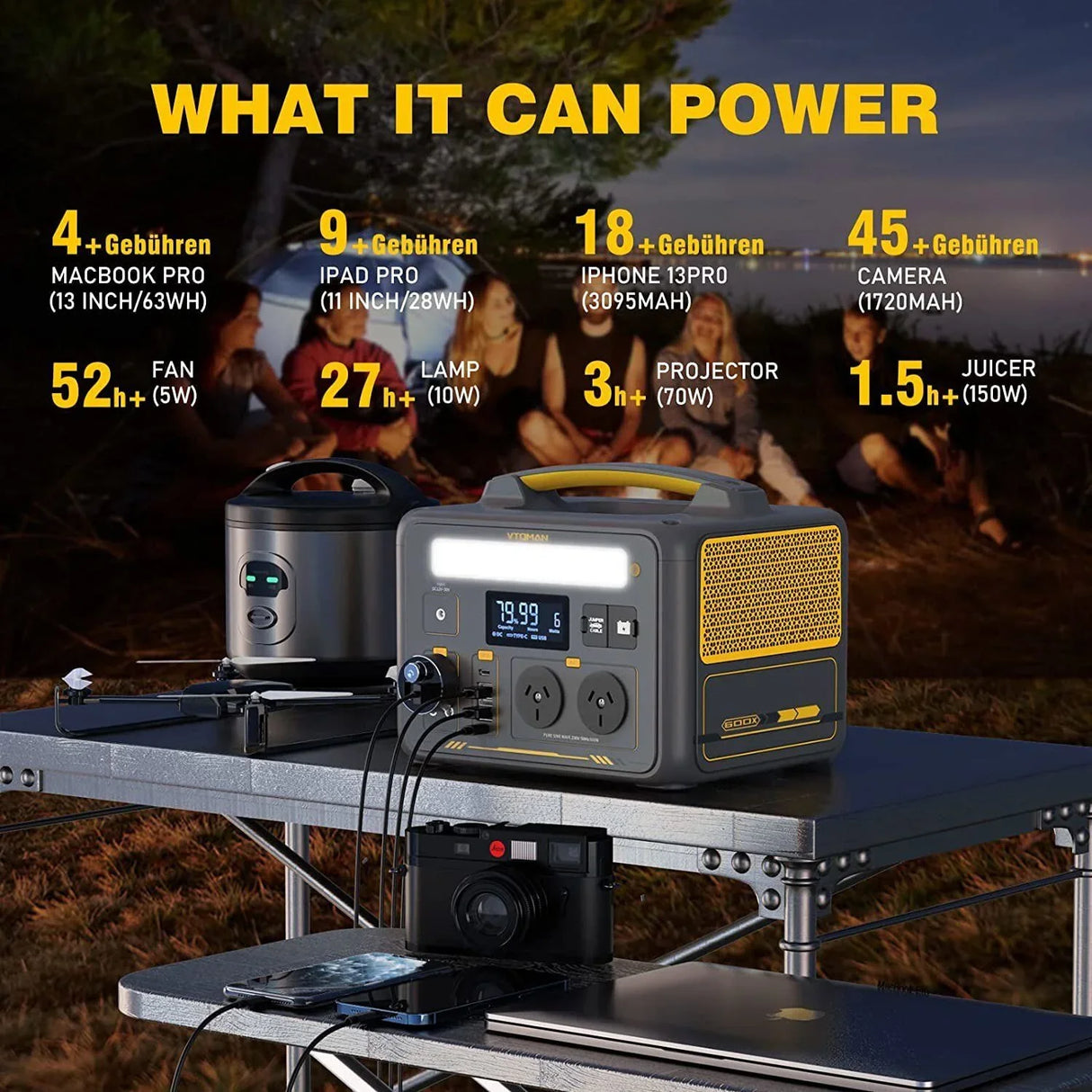 Jump 600X 600W Power Station 110W Solar Panel 10A AC DC Battery Backup