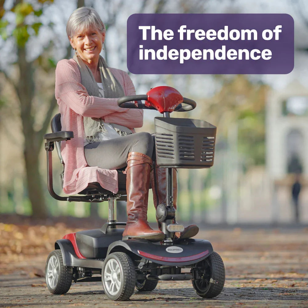 Mobility Scooter Electric 4 Wheel Portable Folding Red