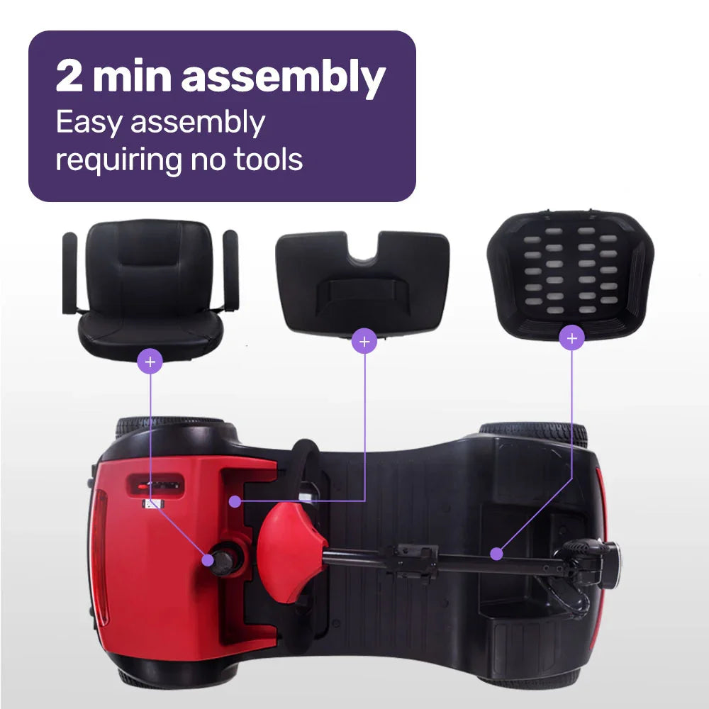 Mobility Scooter Electric 4 Wheel Portable Folding Red