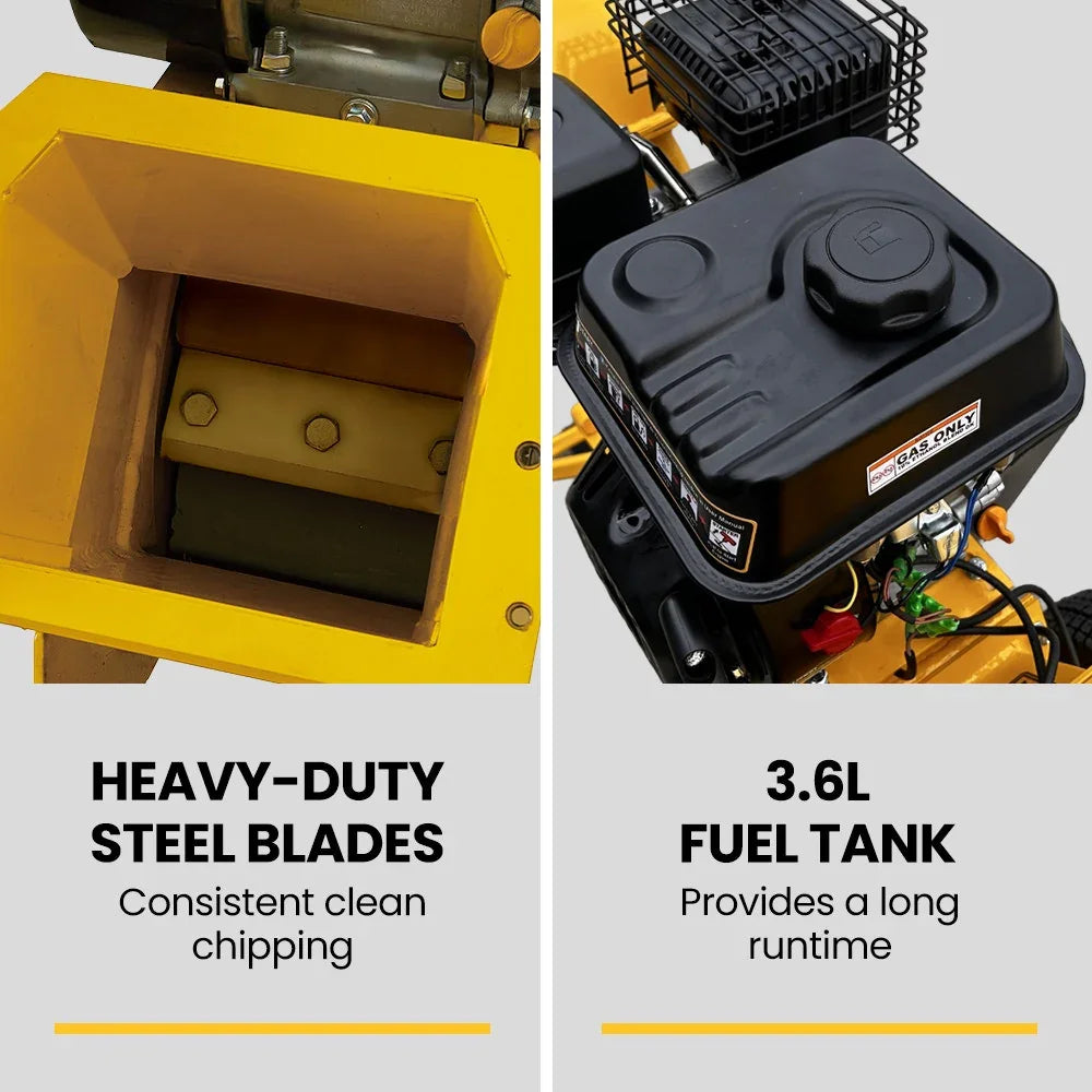 MICHIGAN 7HP 212cc Petrol Wood Chipper, Tree Mulcher - Raptor 1100