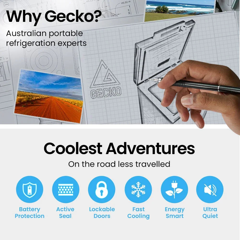 Gecko 100L Portable Chest Freezer - 12V/24V/240V White