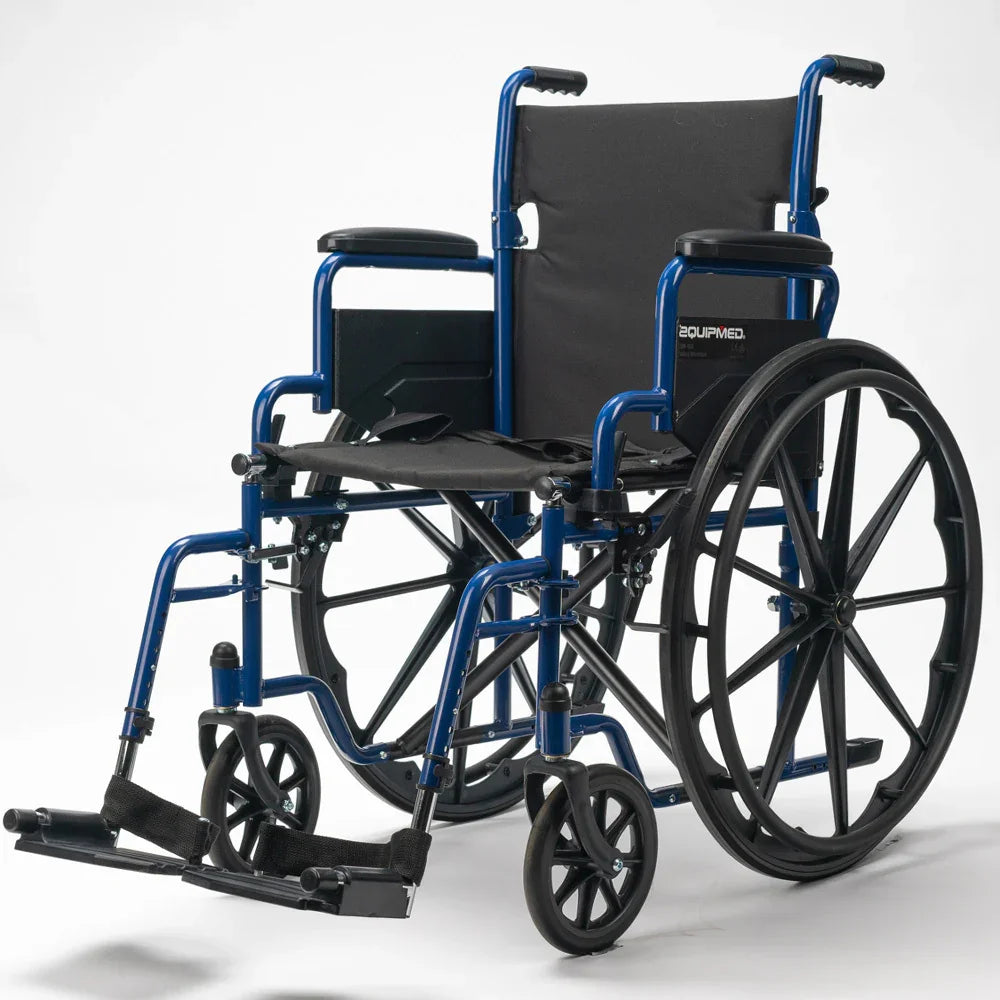 Wheelchair 24 Inch Folding Lightweight Blue -136kg Capacity