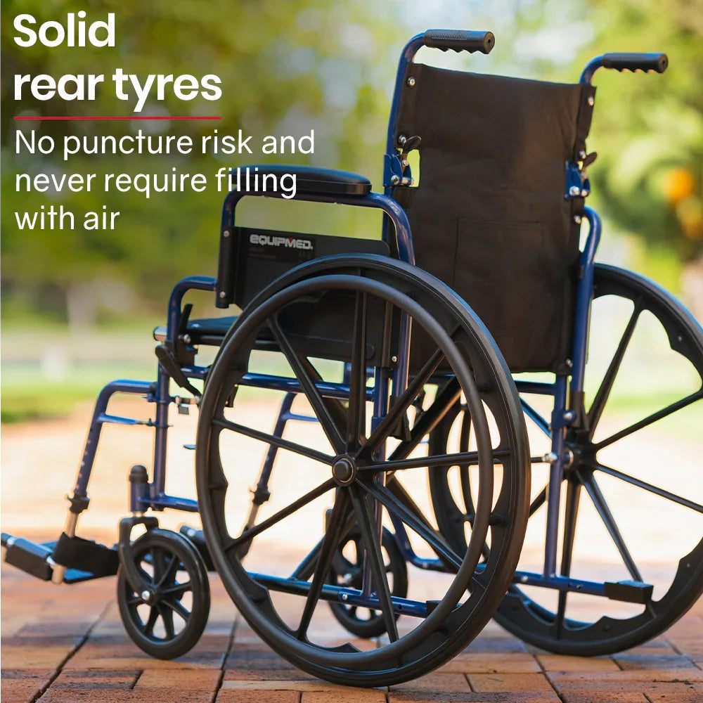 Wheelchair 24 Inch Folding Lightweight Blue -136kg Capacity