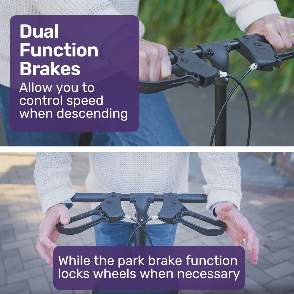 Knee Scooter Walker with Dual Brakes & Bag Black