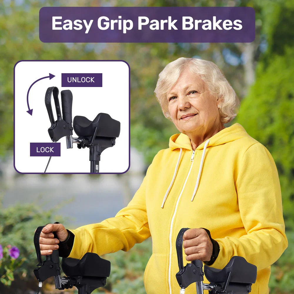 Rollator Walker Upright with Forearm Support & Seat Grey