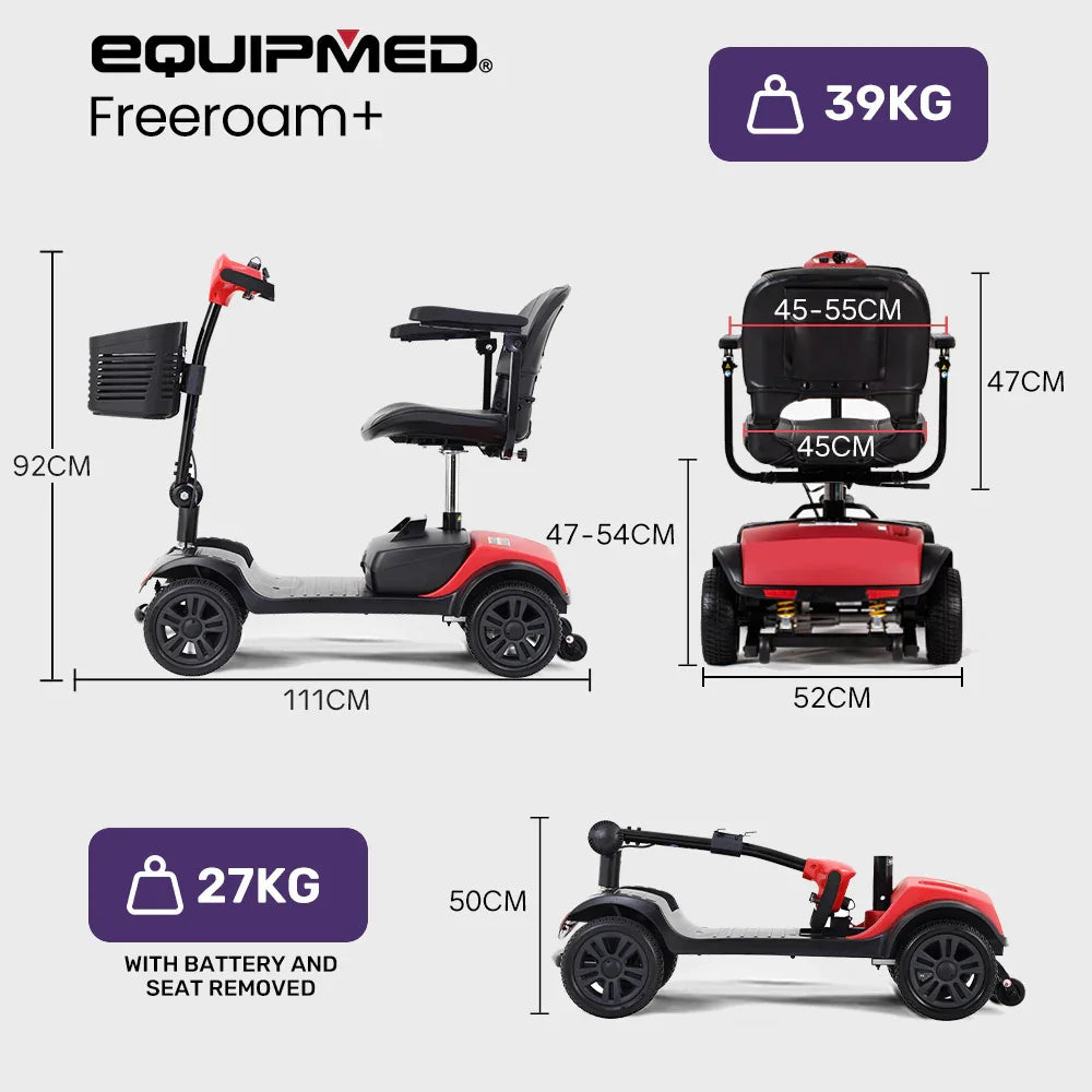 Mobility Scooter Mid-Size Lithium Fast Charge Red