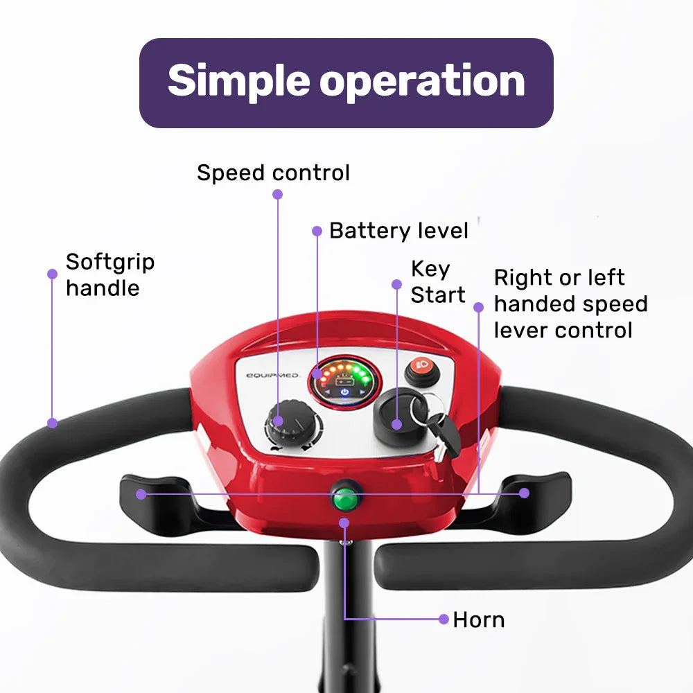 Mobility Scooter Mid-Size Lithium Fast Charge Red