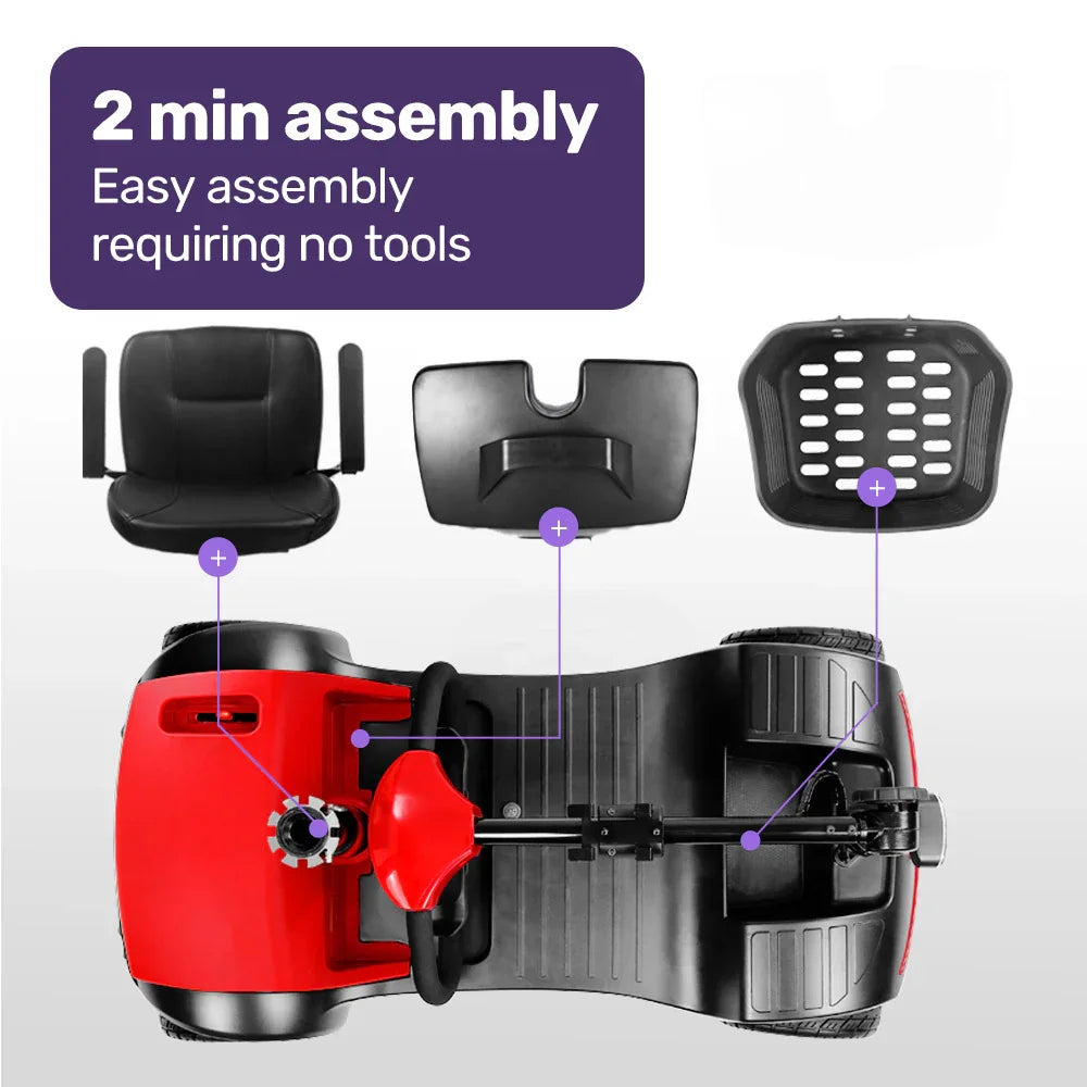 Mobility Scooter Mid-Size Lithium Fast Charge Red