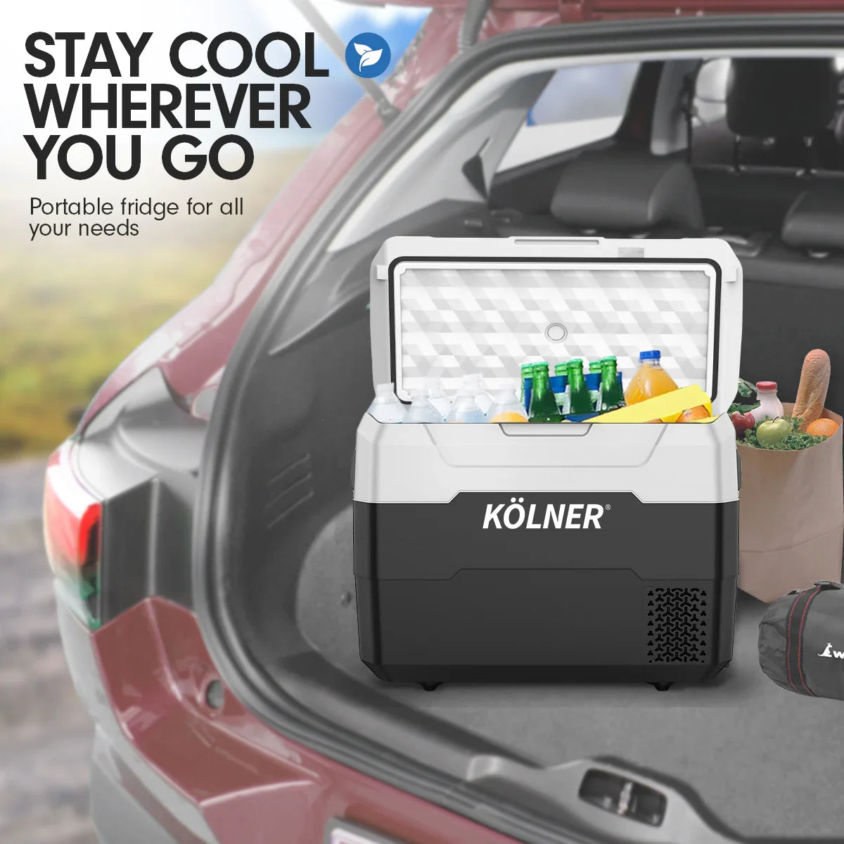 Kolner 40L Portable Fridge Freezer - 12V/24V/240V Camping Cooler Black