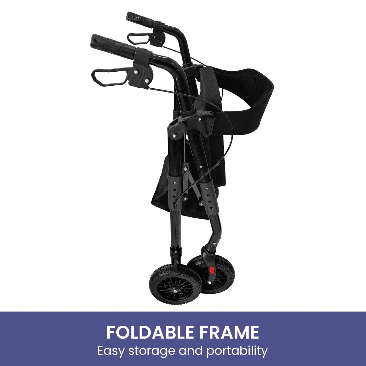 Rollator Walker Foldable Steel 136kg Capacity Black