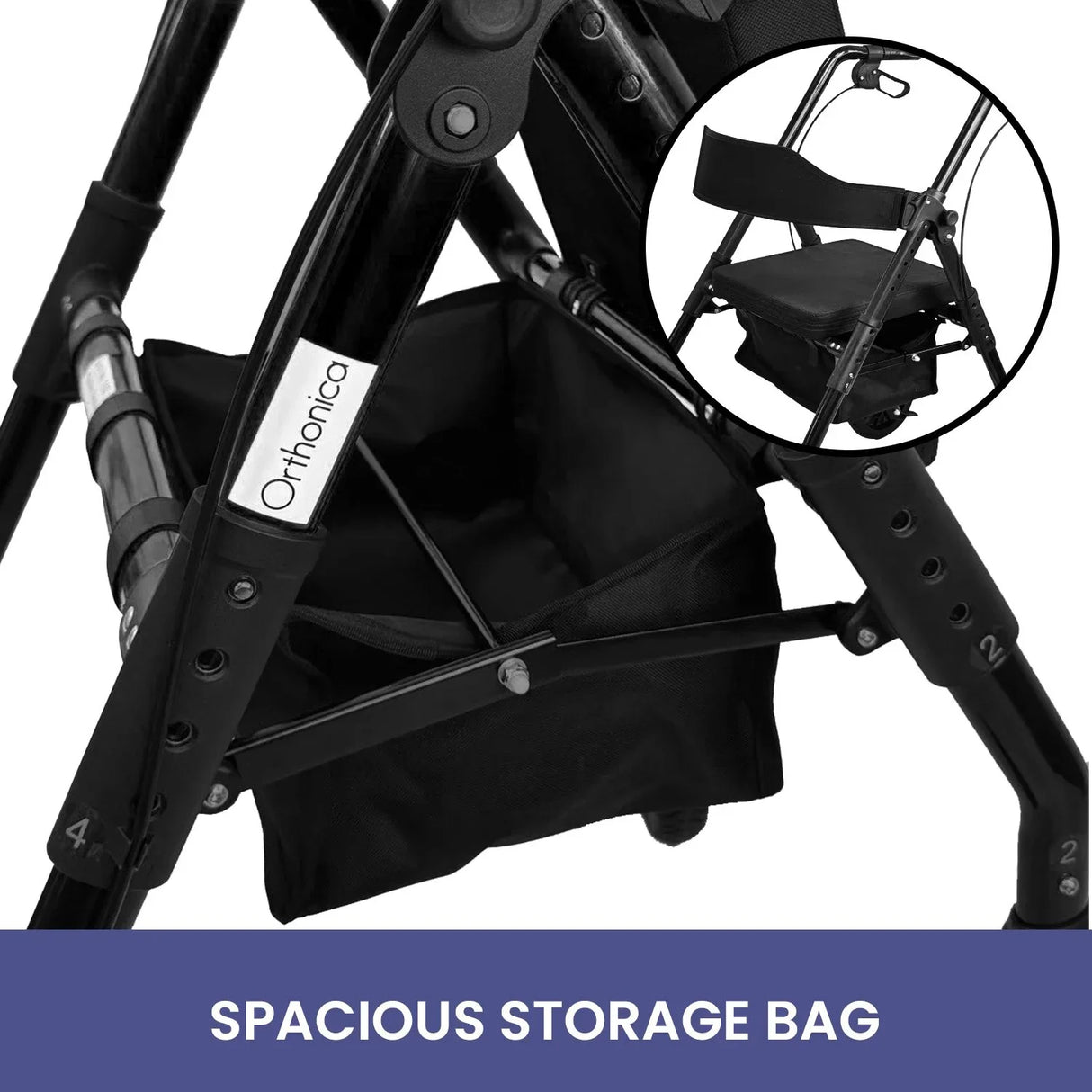 Rollator Walker Foldable Steel 136kg Capacity Black