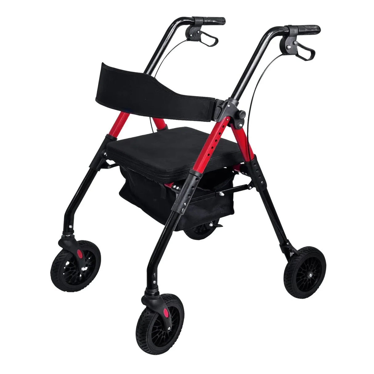 Rollator Walker Foldable Steel 136kg Capacity Red