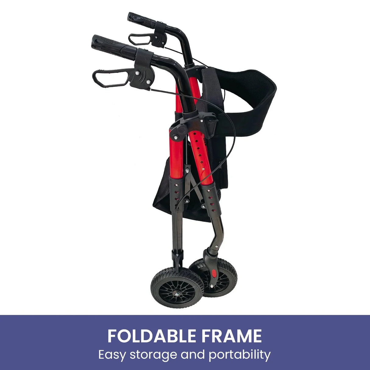 Rollator Walker Foldable Steel 136kg Capacity Red
