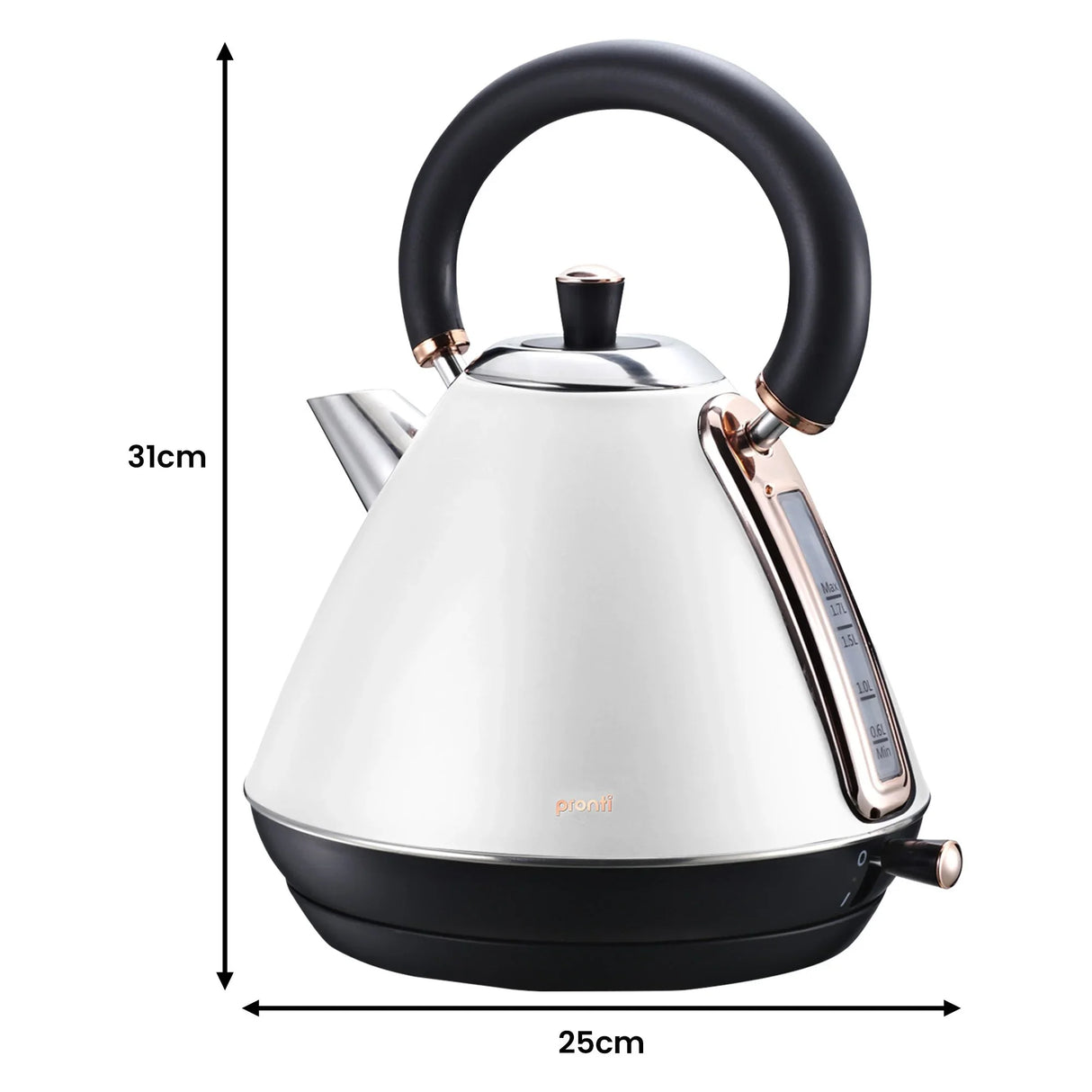 Pronti Breakfast Set - Rose Gold Kettle, Toaster & 1.2L Espresso Machine - White