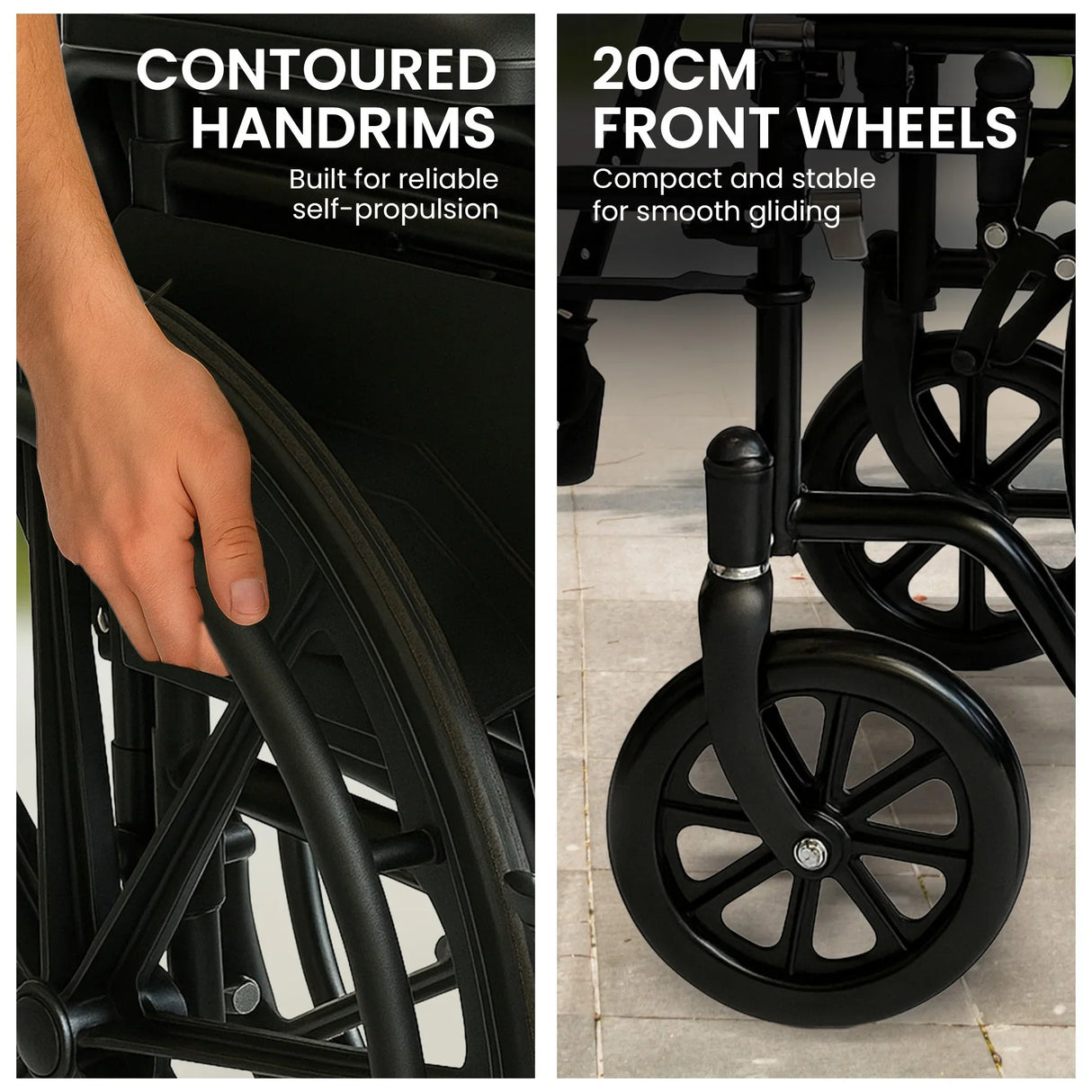 Steel Wheelchair 24 Inch Foldable