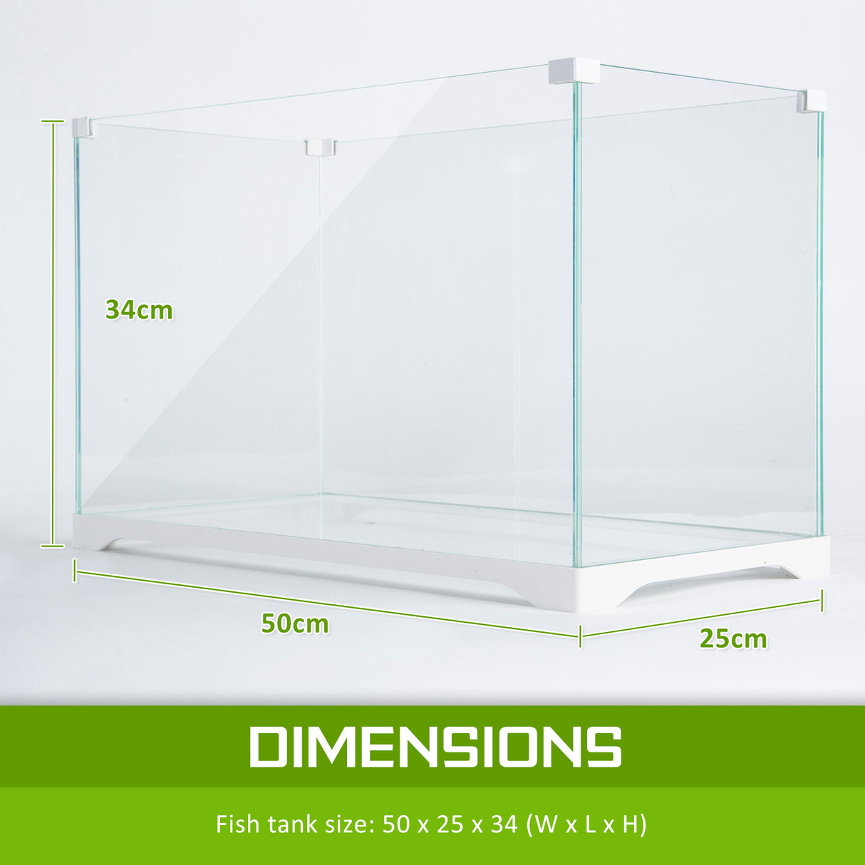 Aquarium Fish Tank 39L Starfire Glass 50x25x34cm Filter Pump LED