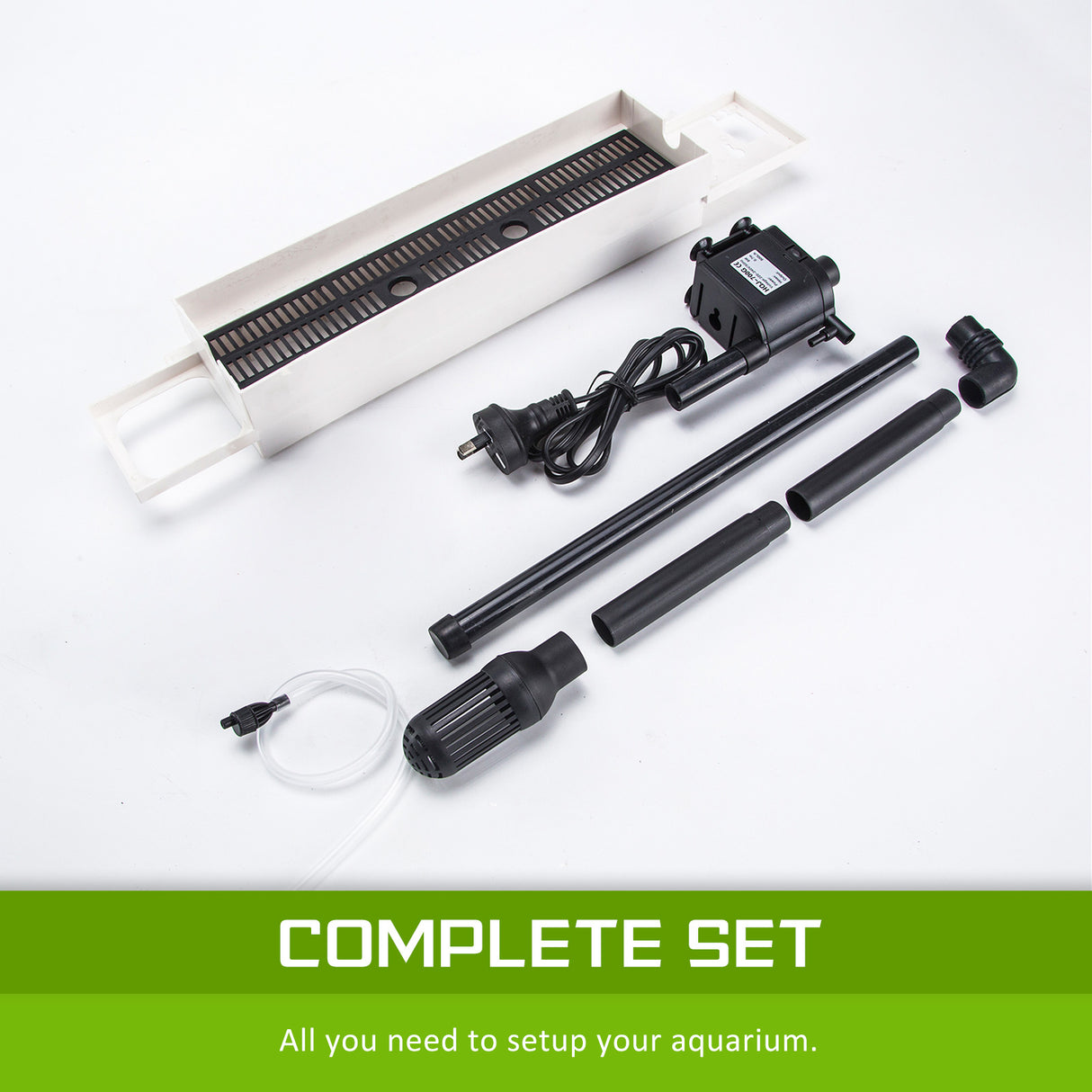 Aquarium Fish Tank 52L Curved Glass RGB LED Filter Pump 50x30x45cm