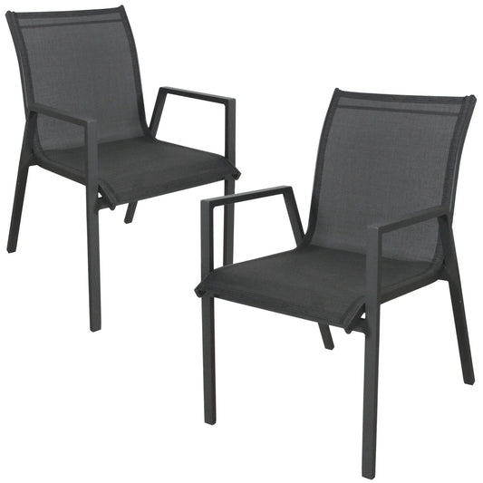 Iberia 2pc Set Aluminium Outdoor Dining Table Chair Charcoal - Flea Market
