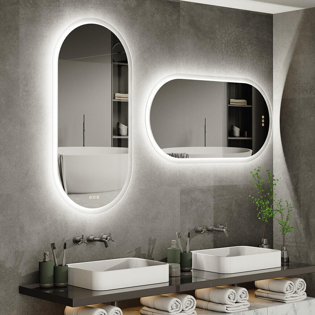 LED Bathroom Mirror Oval 60x120cm Frameless Touchscreen - Interior Ave