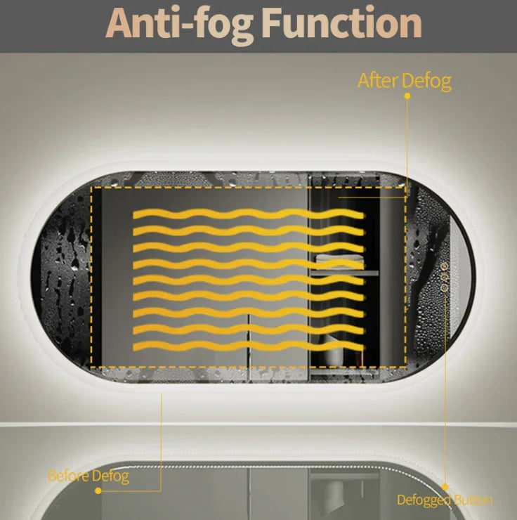 LED Bathroom Mirror Oval 60x120cm Frameless Touchscreen - Interior Ave