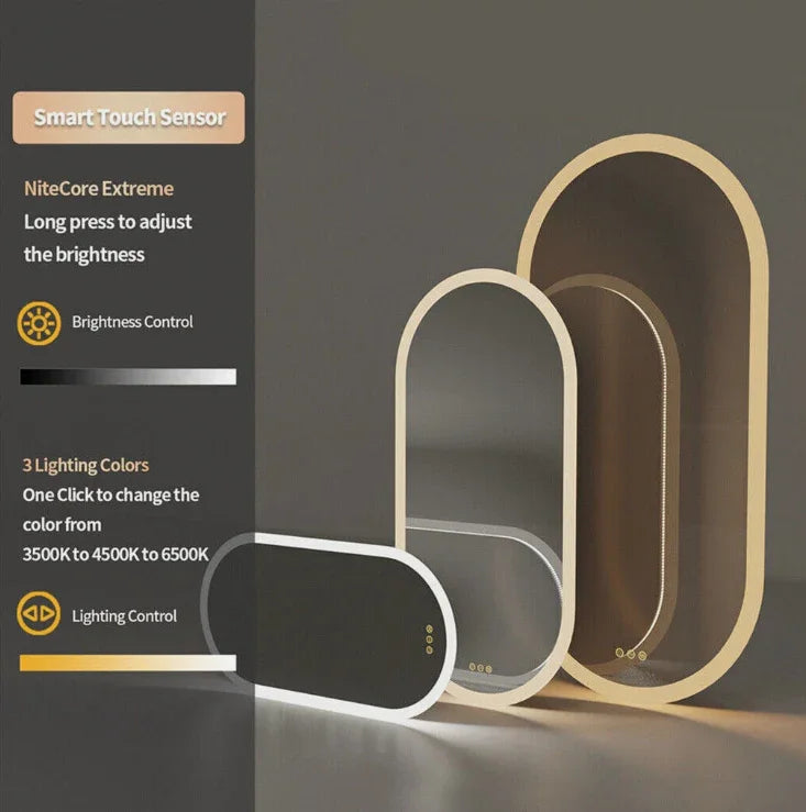 LED Bathroom Mirror Oval 60x120cm Frameless Touchscreen - Interior Ave