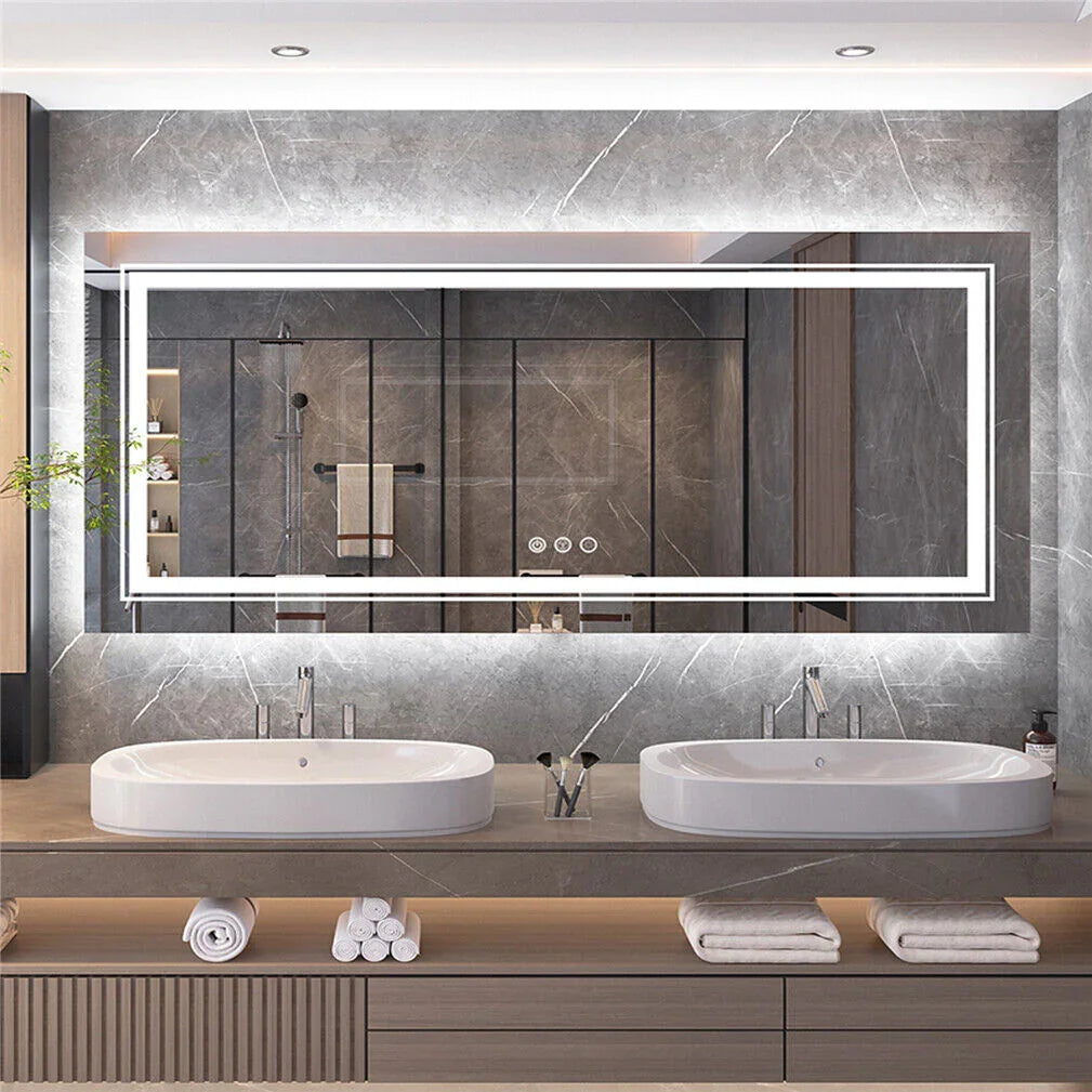 LED Bathroom Mirror 120x60cm Frameless with Backlight - Interior Ave