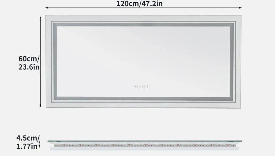 LED Bathroom Mirror 120x60cm Frameless with Backlight - Interior Ave