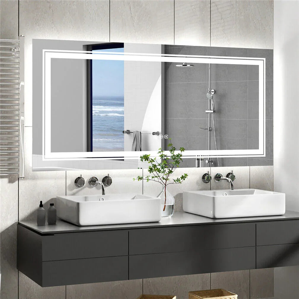 LED Bathroom Mirror 120x80cm Frameless with Backlight - Interior Ave