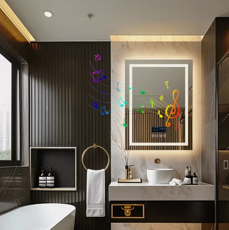 LED Bathroom Mirror 60x80cm Bluetooth Smart Display - Interior Ave
